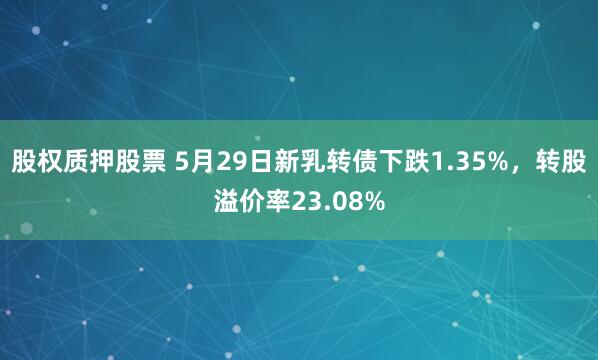 股权质押股票 5月29日新乳转债下跌1.35%，转股溢价率23.08%