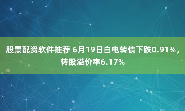 股票配资软件推荐 6月19日白电转债下跌0.91%，转股溢价率6.17%