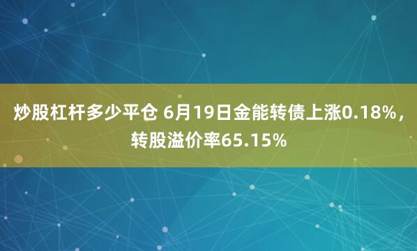 炒股杠杆多少平仓 6月19日金能转债上涨0.18%，转股溢价率65.15%