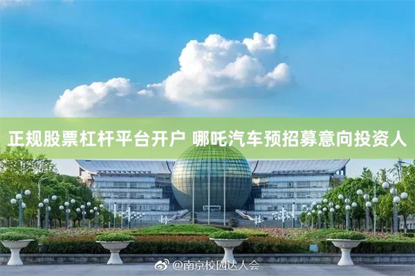正规股票杠杆平台开户 哪吒汽车预招募意向投资人