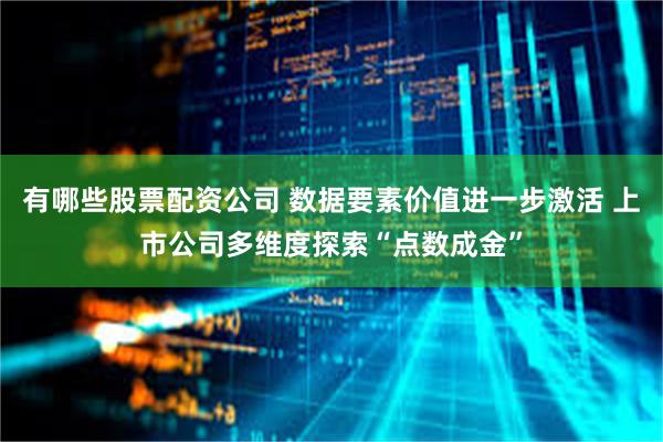 有哪些股票配资公司 数据要素价值进一步激活 上市公司多维度探索“点数成金”